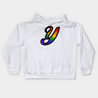 Rainbow Cursive Letter Y Kids Hoodie